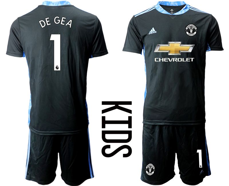 Youth 2020-2021 club Manchester United black goalkeeper #1 Soccer Jerseys1